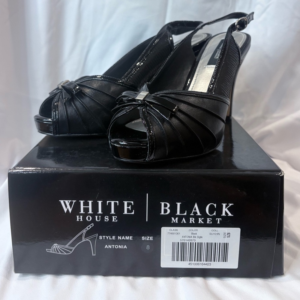White House Black Market Black Peep-Toe Heels
